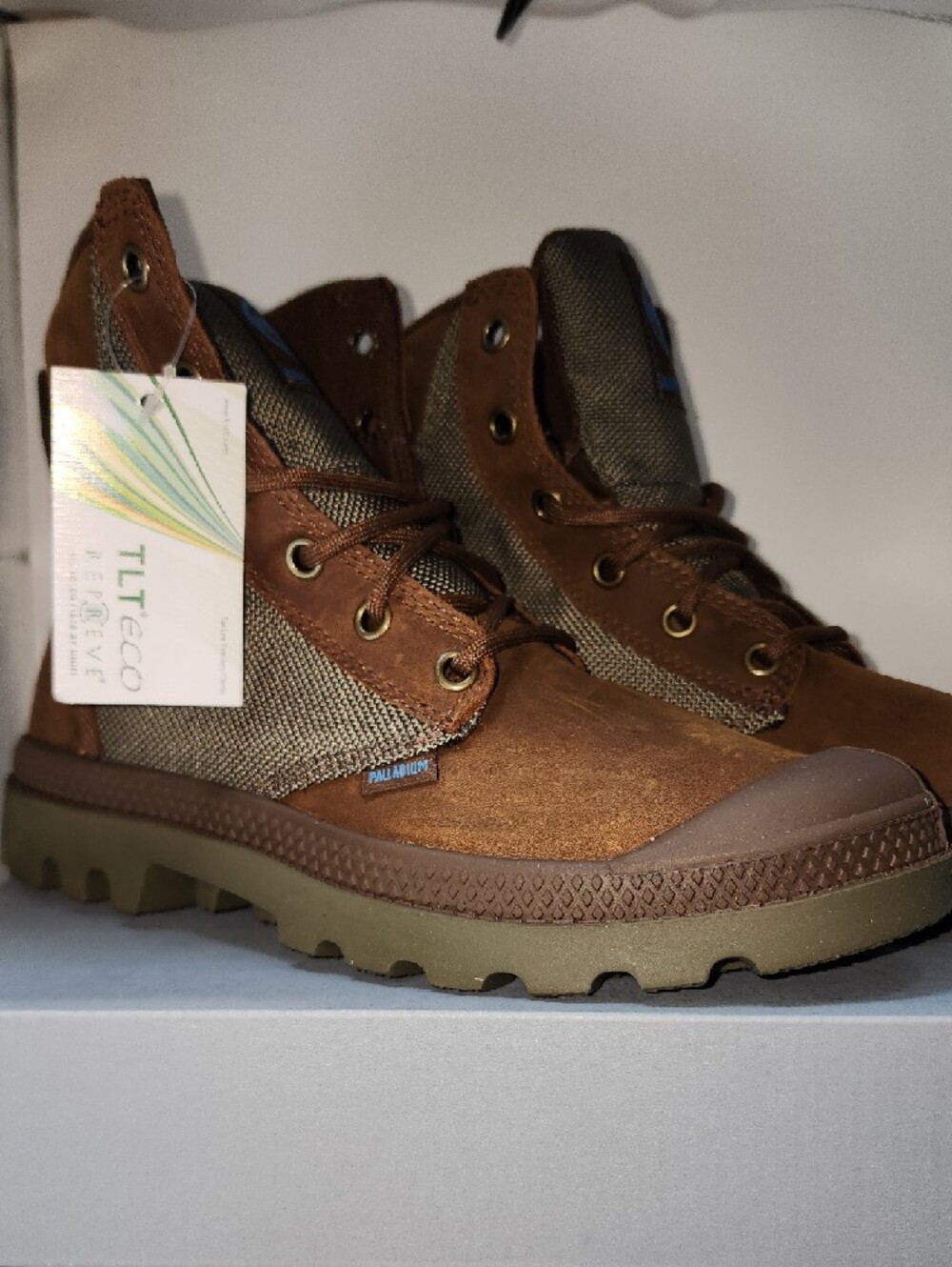 Womens Brown High-Top Canvas & Suede Boots